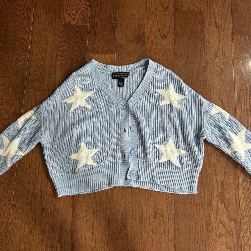 Blue Cardigan with White Stars